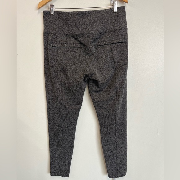 Athleta Gray Delaney Herringbone Pants Women’s Large Fitted Textured Leggings - Picture 4 of 16